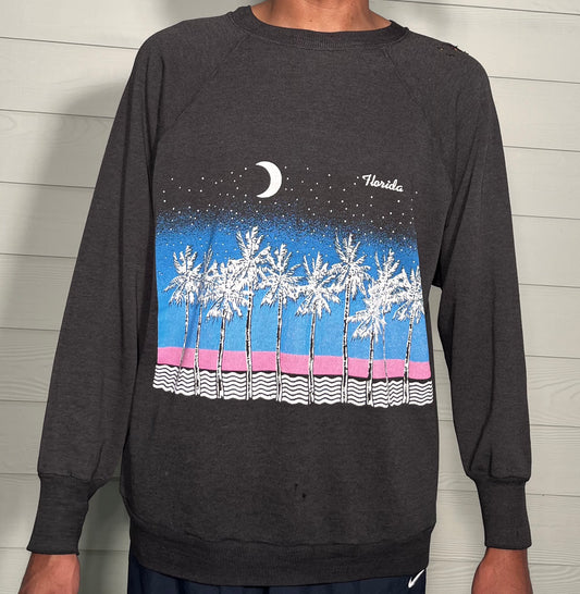 Vintage Florida Night time Palm Trees Sweatshirt